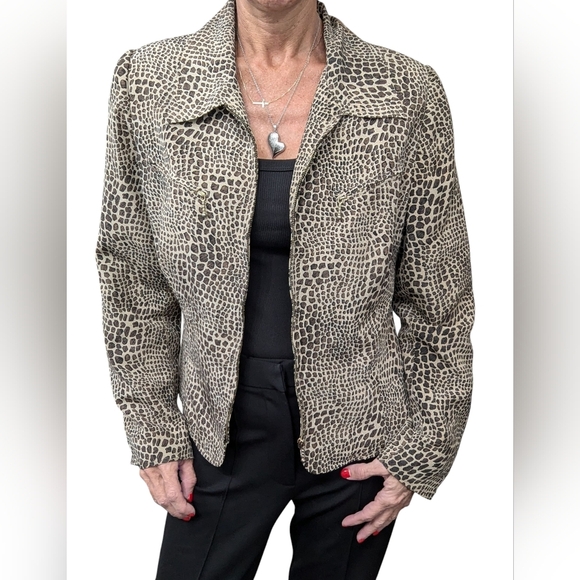 Casual Corner Silk Animal Print Skirt Suit Set 14 | Vintage 90s Leopard Chic - Picture 5 of 10